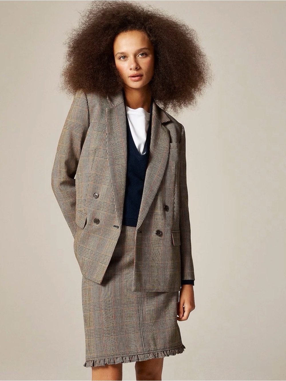 J. CREW Double-breasted blazer in glen plaid wool Size 6 P NWT $348 CN796